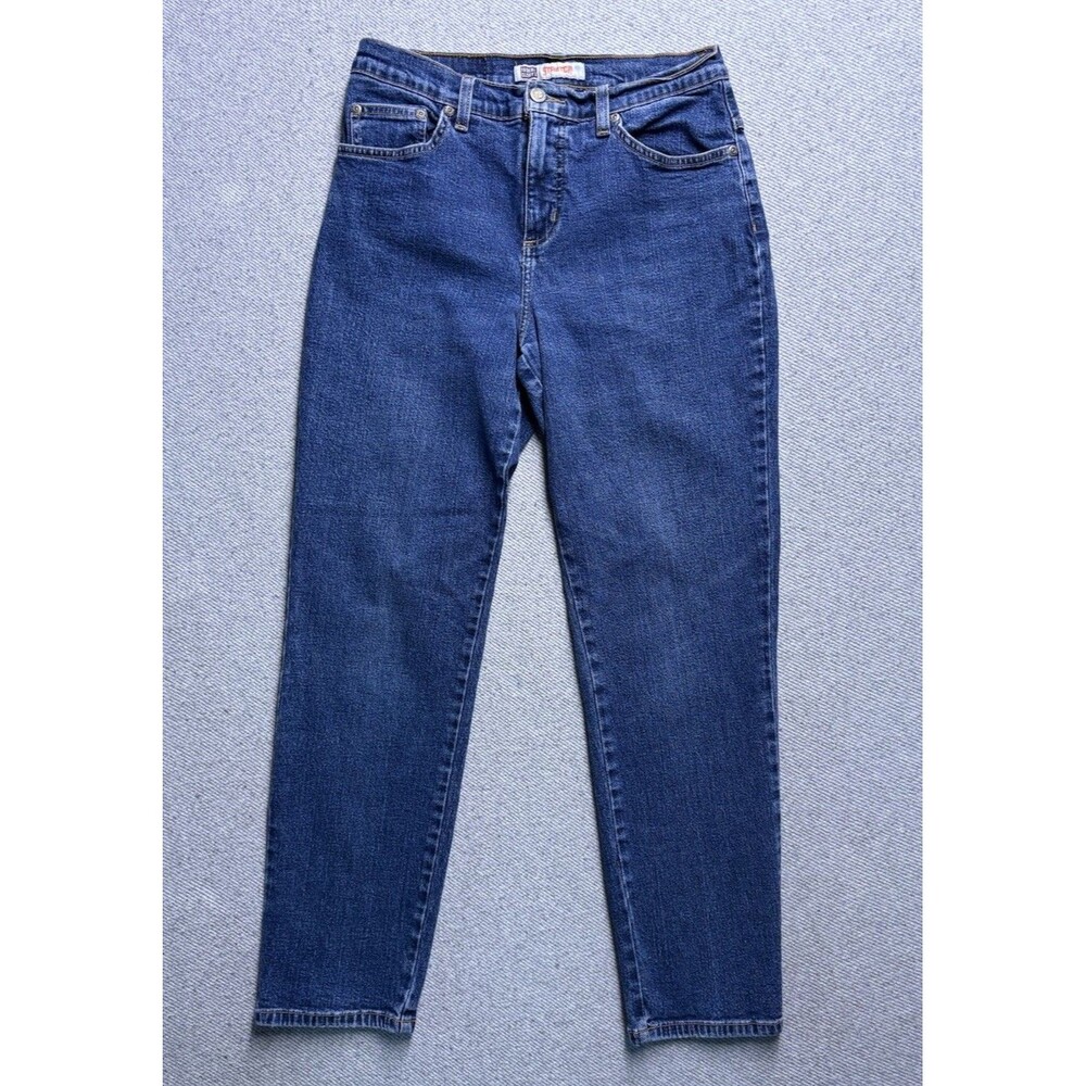 Faded Glory Stretch Jeans Women's Size 8 PET Blue Denim Mid Rise Straight Leg